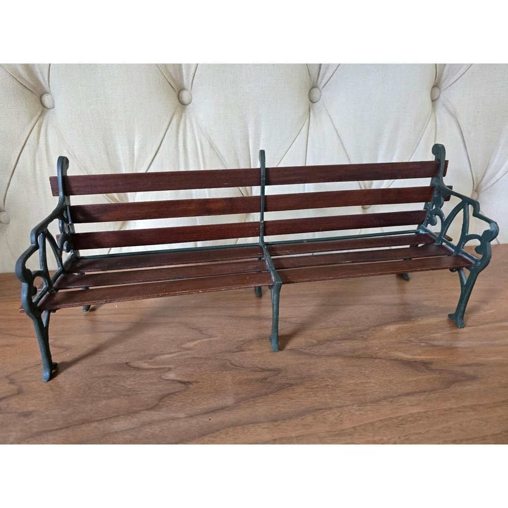 Vintage Miniature Doll Bench Wood & Metal Display Bench